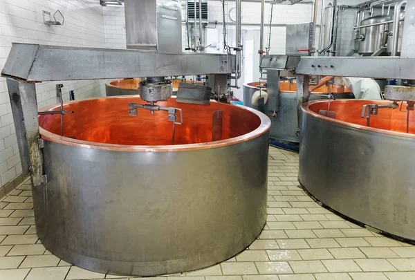 Empty tanks for Processing of Comte Cheese in dairy France