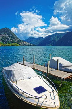 Promenade Lugano Ticino İsviçre'de Motorlu kayak sandallar