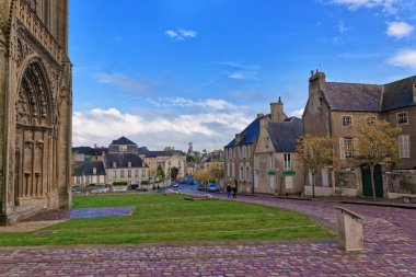 Sokak ve Our Lady Bayeux Normandiya'da Katedrali
