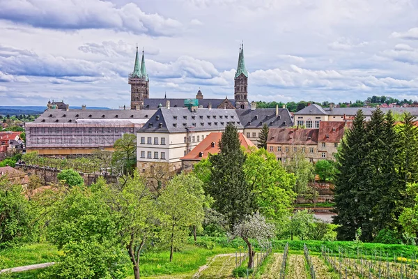 Vieux palais et cathédrale de Bamberg dans le centre-ville Bavière — Photo