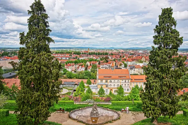Panorámás kilátás nyílik Bamberg városközpont német Oberfranken — Stock Fotó