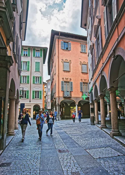 Pessina Street, Városközpont, Lugano Ticino-Svájc — Stock Fotó