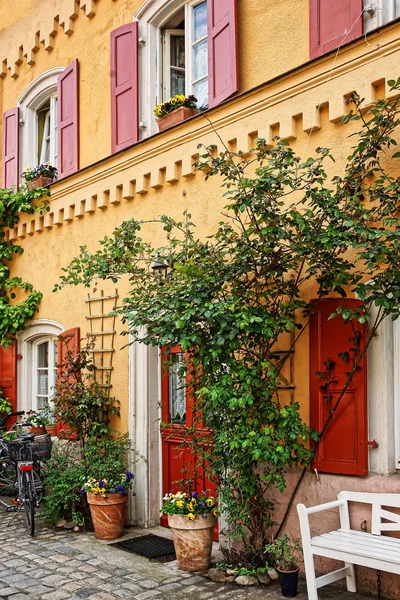 Plantas Decoración de la casa en el centro de la ciudad Old Bamberg Alemania — Foto de Stock