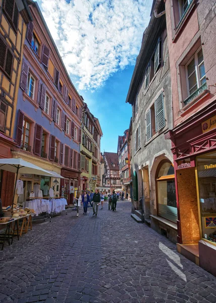 Rue des Marchands Street in Colmar, Alsace France — стокове фото