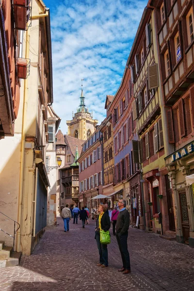 Rue des Marchands Street em Colmar, Alsácia, França — Fotografia de Stock