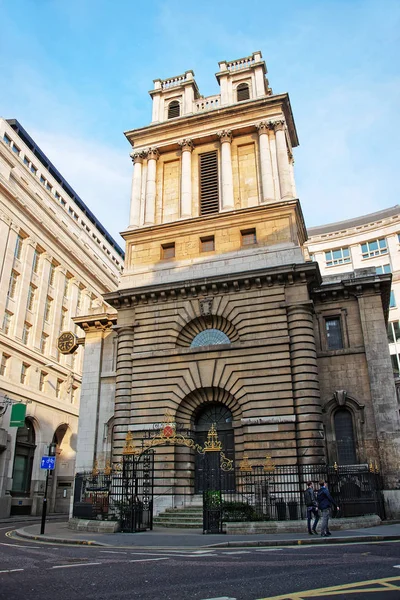 Iglesia de Santa María Woolnoth en la ciudad de Londres — Foto de Stock