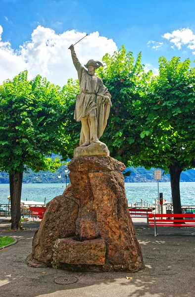 Patung William Tell di promenade di Lugano Ticino Swiss — Stok Foto