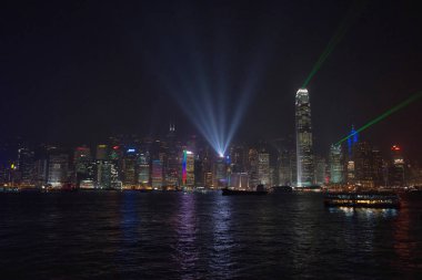 Victoria Harbor Hong Kong ışıkların Senfonisi