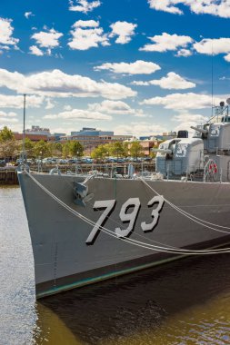 Fletcher sınıfı muhrip Uss Cassin genç Deniz Kuvvetleri Yard Boston