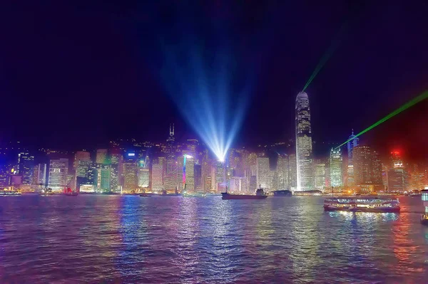 Symphony of Lights at Victoria Harbor of Hong Kong — Stock Photo, Image