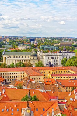 Katedral Meydanı eski şehir Vilnius'rooftops görünümü