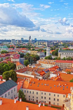 Çatı kısımları katedral Meydanı ve finansal bölge Vilnius