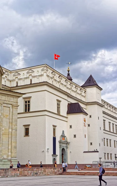 Pałac Królewski na placu katedralnym w starym mieście w Wilnie — Zdjęcie stockowe