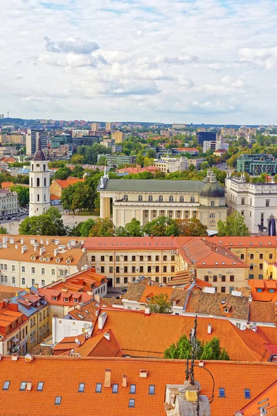Vista sui tetti sulla Piazza della Cattedrale nel centro storico di Vilnius — Foto Stock