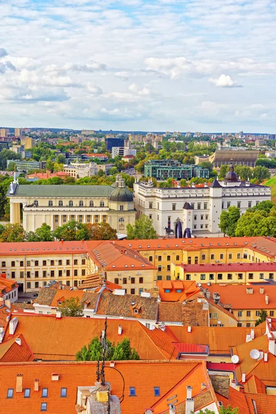 Vista sui tetti sulla Piazza della Cattedrale nel centro storico di Vilnius — Foto Stock