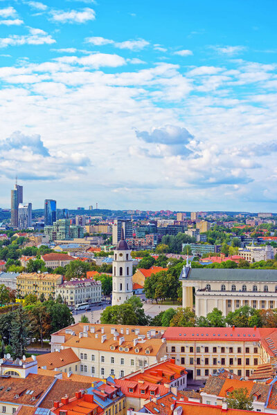 Rooftops of Cathedral Square and Financial District in the old town of Vilnius, Lithuania
