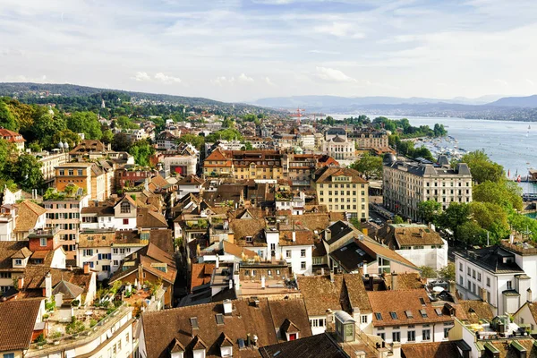 Roofs at Zurich city center from Grossmunster — Stock Photo, Image