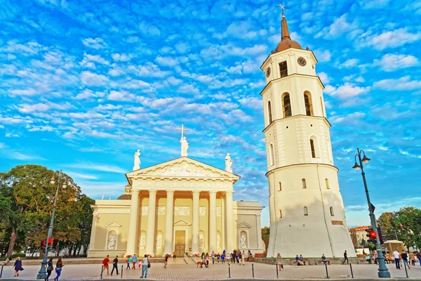 Соборная площадь и колокольня Старого города Вильнюса — стоковое фото