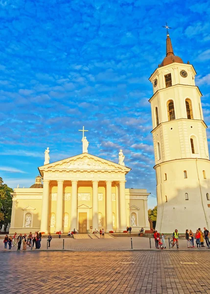 Vilniusi katedrális tértől és a Belfort harangtoronytól régi város — Stock Fotó