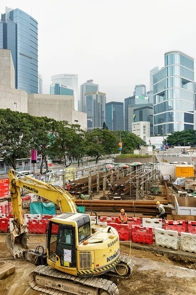 Construction site with workers in center Hong Kong