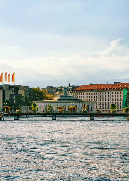 Pont de la Machine Bridge Geneva Lake — Stock Photo, Image