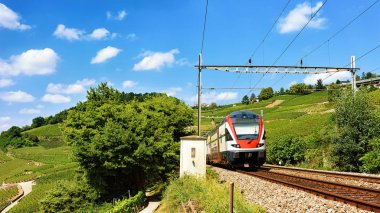 Lavaux bağ izi İsviçre hiking Terraces içinde tren çalıştıran