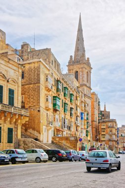 St Paul Katedrali Valletta eski şehirdeki sokak görünümü