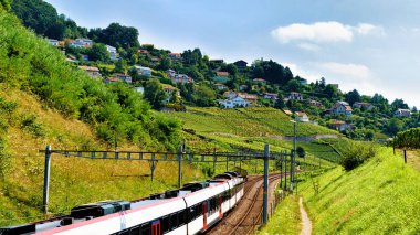 Lavaux bağ izi Swiss hiking Terraces adlı tren çalıştıran