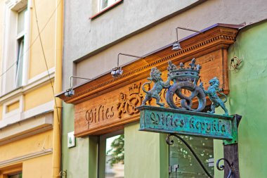 Eski şehir Vilnius fırında bronz plaka