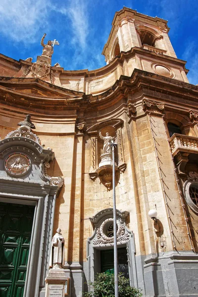 Szent Domonkos Valletta Málta-Bazilika homlokzata — Stock Fotó