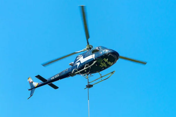 Helicopter in sky in Lavaux Switzerland — Stock Photo, Image