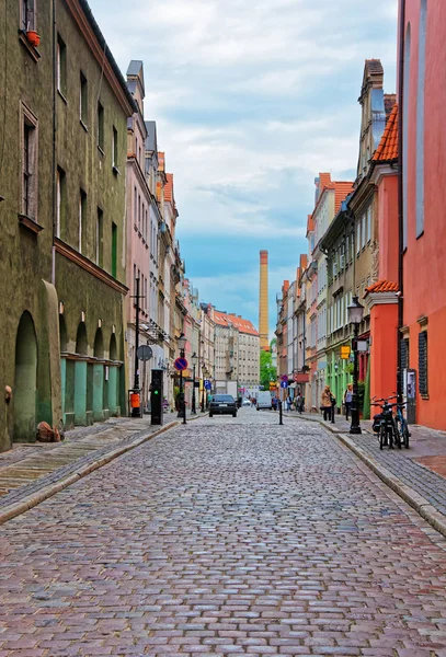 Rua Cobblestone da cidade velha de Poznan — Fotografia de Stock