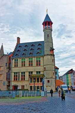 Tanners guild house Toreken Cuma günü Ghent pazarda