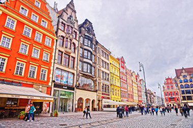 Wroclaw insanlar Pazar Meydanı eski şehir merkezi