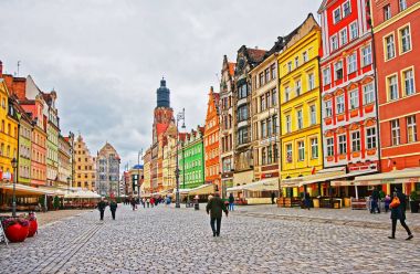 Pazar Meydanı Polonya Wroclaw insanlara