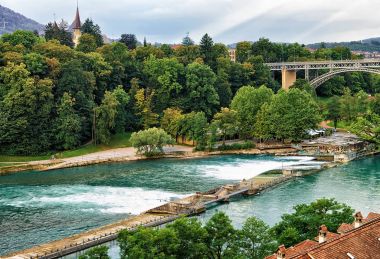 Baraj Aare Nehri Kirchenfeld köprü ve tarihi Müzesi Bern