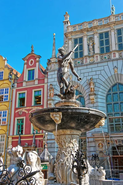 Patung Neptunus di Long Market Square di Gdansk — Stok Foto