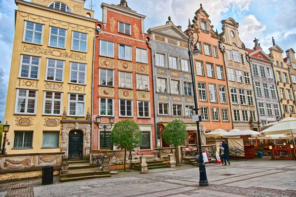 Historische Gebäude am langen Marktplatz Danzig — Stockfoto