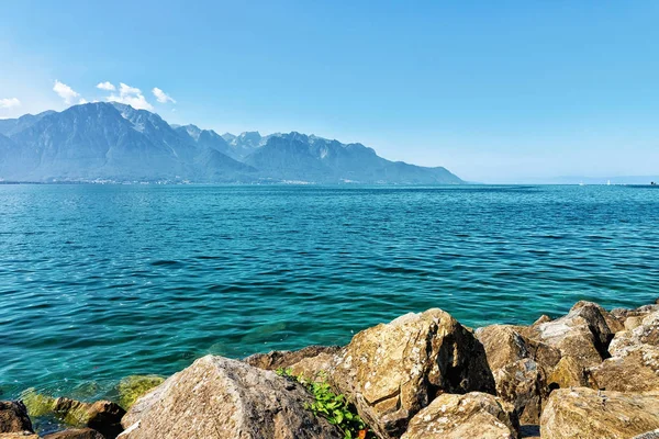 Povaha Ženevské jezero Riviera v Montreux — Stock fotografie