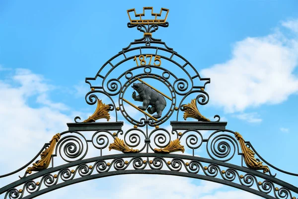 Decoración de la puerta de entrada en el centro histórico de Berna — Foto de Stock