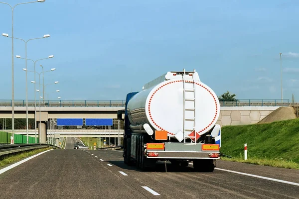 Tanker storage truck on roadway Poland