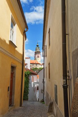 Yuvarlak kulenin devlet Castle Cesky Krumlov Çek Cumhuriyeti