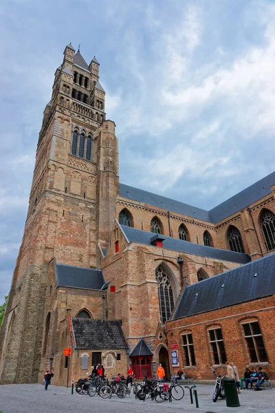 St Salvator Cathedral Brugge középkori régi város — Stock Fotó