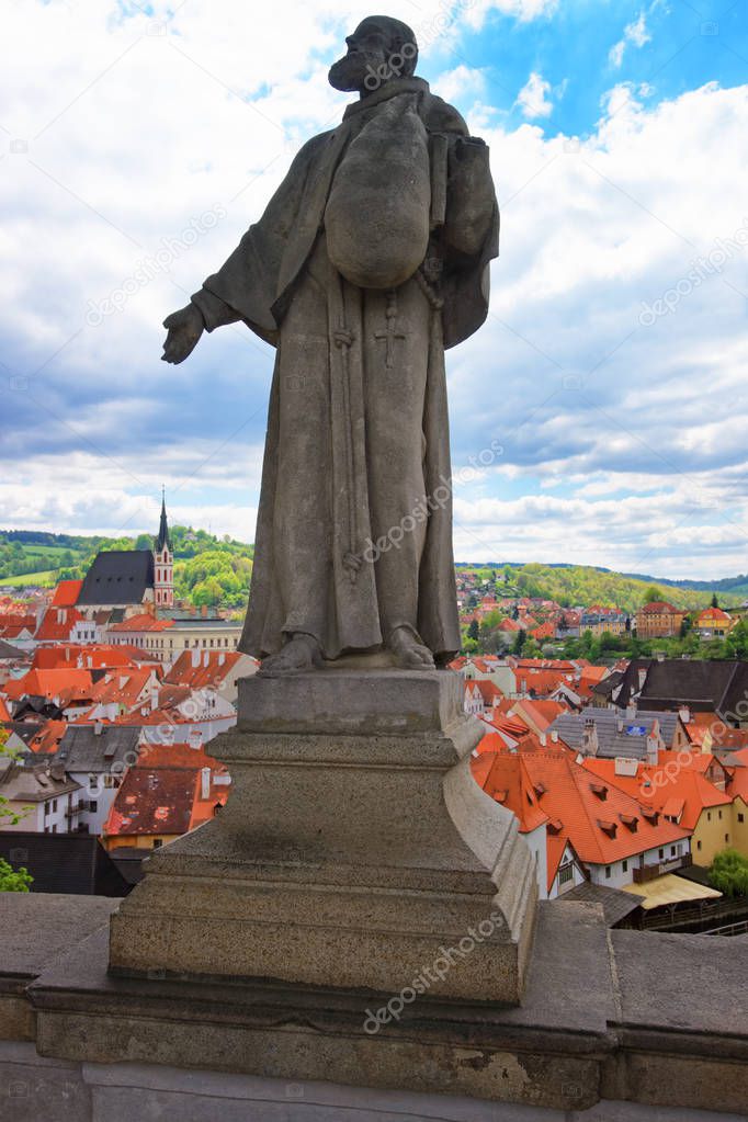 Sculpture on Plastovy Bridge at castle of Cesky Krumlov