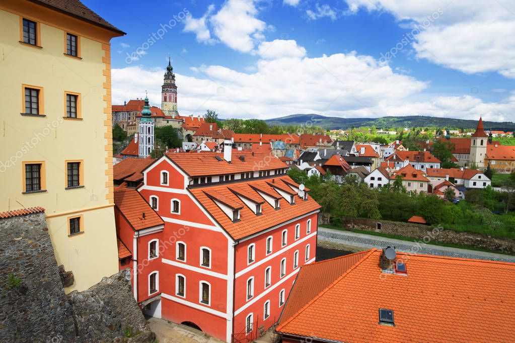 Roof view to State Castle in Cesky Krumlov Czech Republic