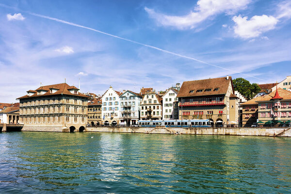 Town Hall at Limmat River quay, Zurich, Switzerland