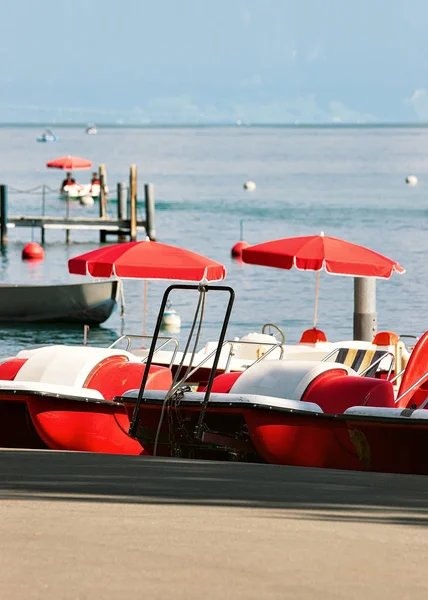 Catamarans on Lake Geneva in Lausanne Switzerland — Stock Photo, Image