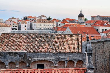 Panorama St Blaise kilise kubbe ve eski şehir Dubrovnik