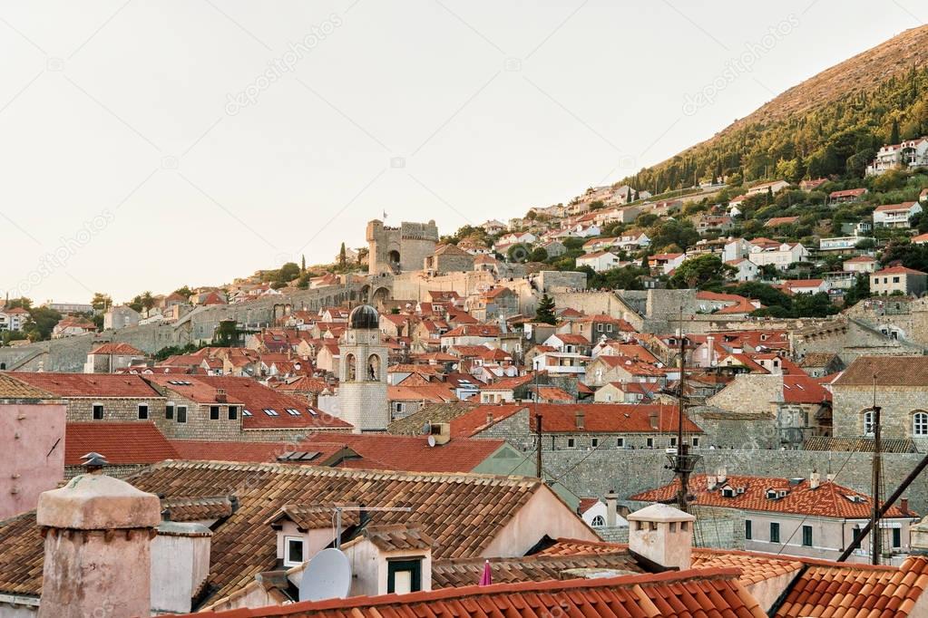 Panorama of Old town with fortress walls Dubrovnik