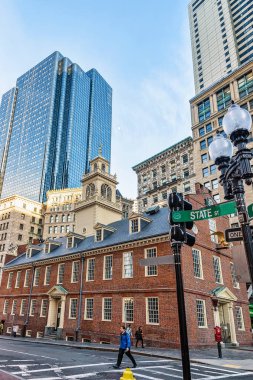 Eski Devlet House ve mali bölge Downtown Boston MA